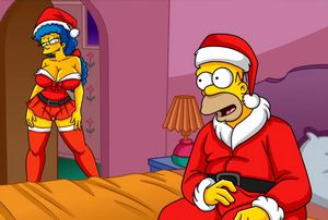 Marge Simpsons se entrega a los mendigos en Navidad frente al cornudo de Homero